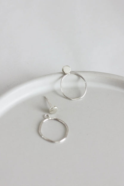 Sterling Silver Organic Circle Ear Jackets