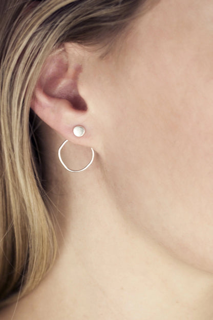 Sterling Silver Organic Circle Ear Jackets