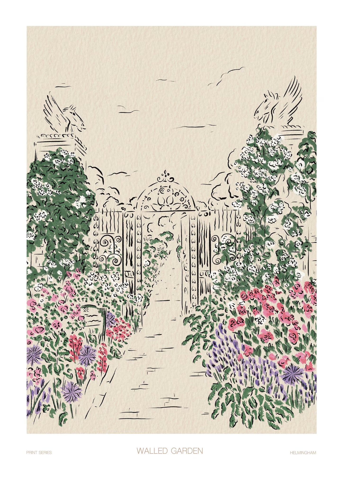 Helmingham Walled Garden Print
